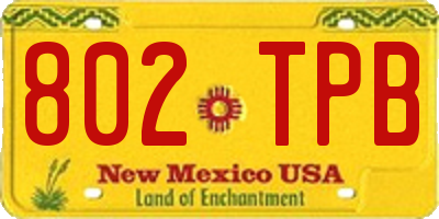 NM license plate 802TPB