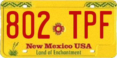 NM license plate 802TPF
