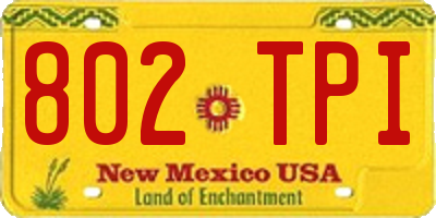 NM license plate 802TPI
