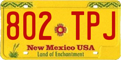 NM license plate 802TPJ