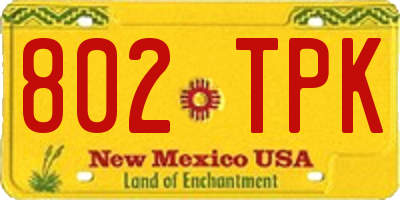 NM license plate 802TPK