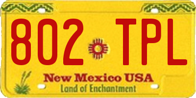 NM license plate 802TPL