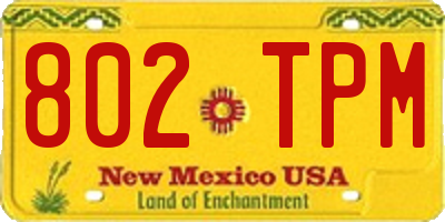 NM license plate 802TPM