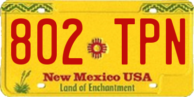NM license plate 802TPN