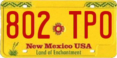 NM license plate 802TPO