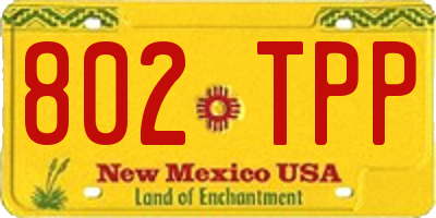 NM license plate 802TPP