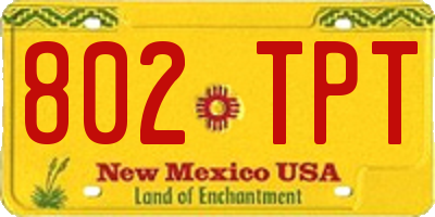 NM license plate 802TPT