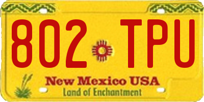 NM license plate 802TPU