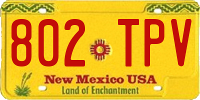 NM license plate 802TPV