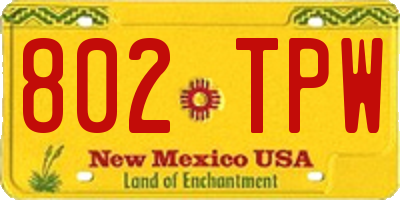 NM license plate 802TPW
