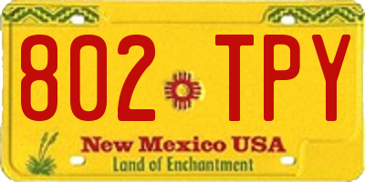 NM license plate 802TPY