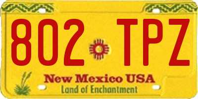 NM license plate 802TPZ