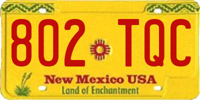 NM license plate 802TQC