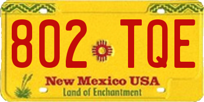 NM license plate 802TQE
