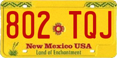 NM license plate 802TQJ