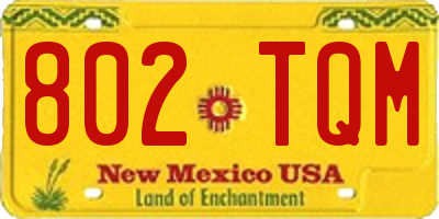 NM license plate 802TQM