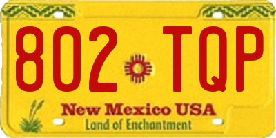 NM license plate 802TQP