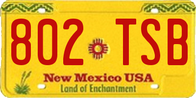 NM license plate 802TSB