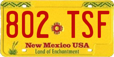 NM license plate 802TSF