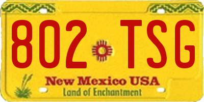 NM license plate 802TSG