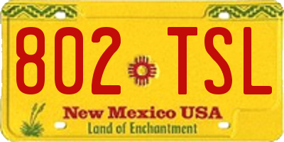 NM license plate 802TSL
