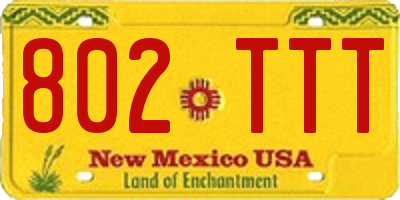 NM license plate 802TTT