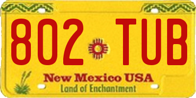 NM license plate 802TUB