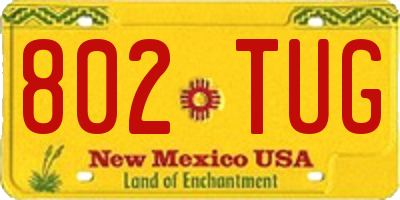 NM license plate 802TUG