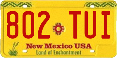 NM license plate 802TUI