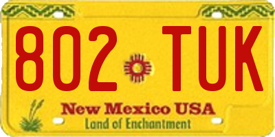 NM license plate 802TUK