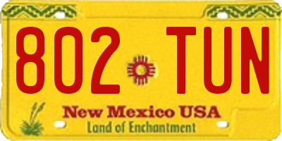 NM license plate 802TUN