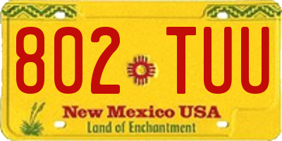 NM license plate 802TUU