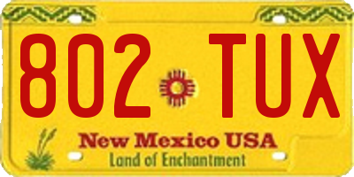NM license plate 802TUX
