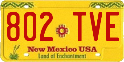 NM license plate 802TVE