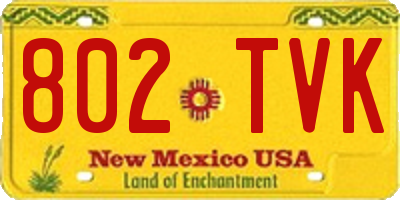 NM license plate 802TVK