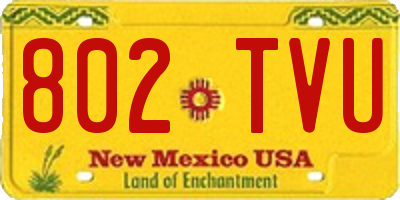 NM license plate 802TVU