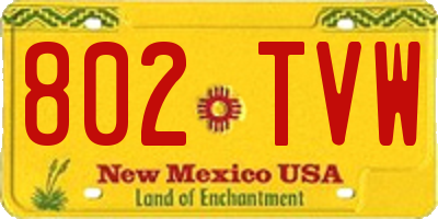 NM license plate 802TVW