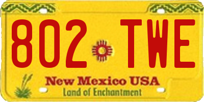 NM license plate 802TWE