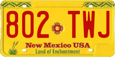 NM license plate 802TWJ