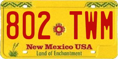 NM license plate 802TWM