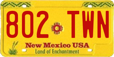 NM license plate 802TWN