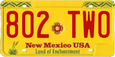 NM license plate 802TWO