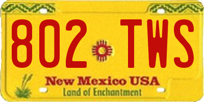 NM license plate 802TWS