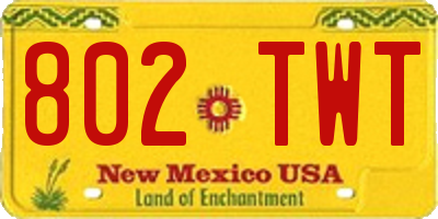 NM license plate 802TWT