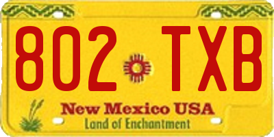 NM license plate 802TXB