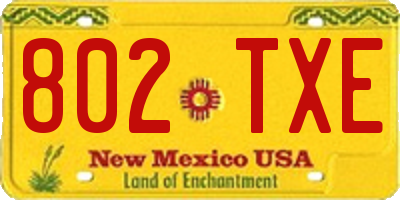 NM license plate 802TXE