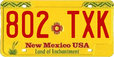 NM license plate 802TXK