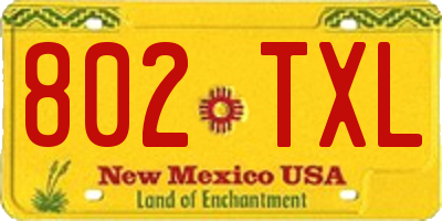 NM license plate 802TXL