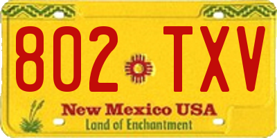 NM license plate 802TXV