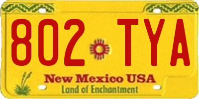 NM license plate 802TYA